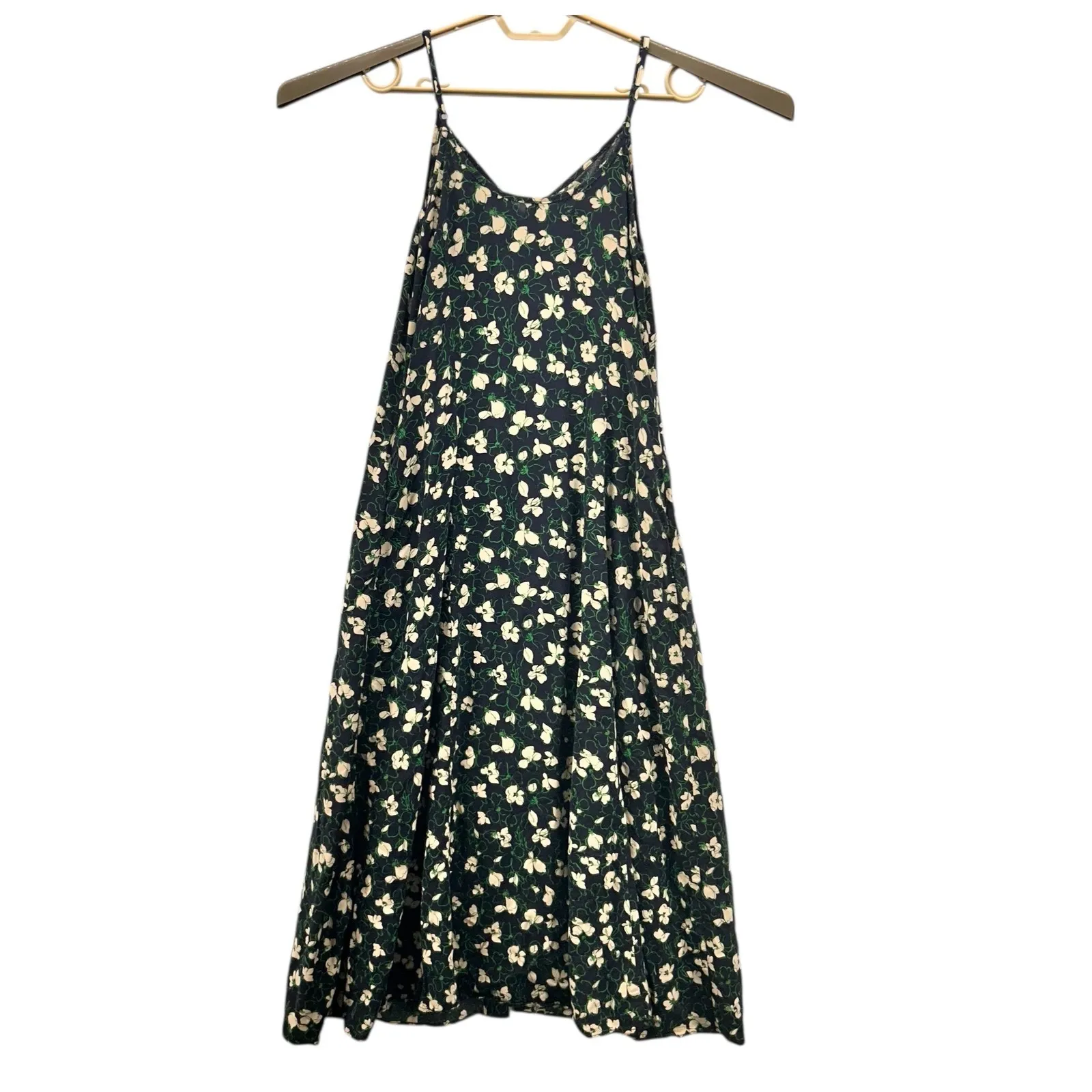 Uniqlo Maxi‎ Floral Dress Blue Green XS - Image 2