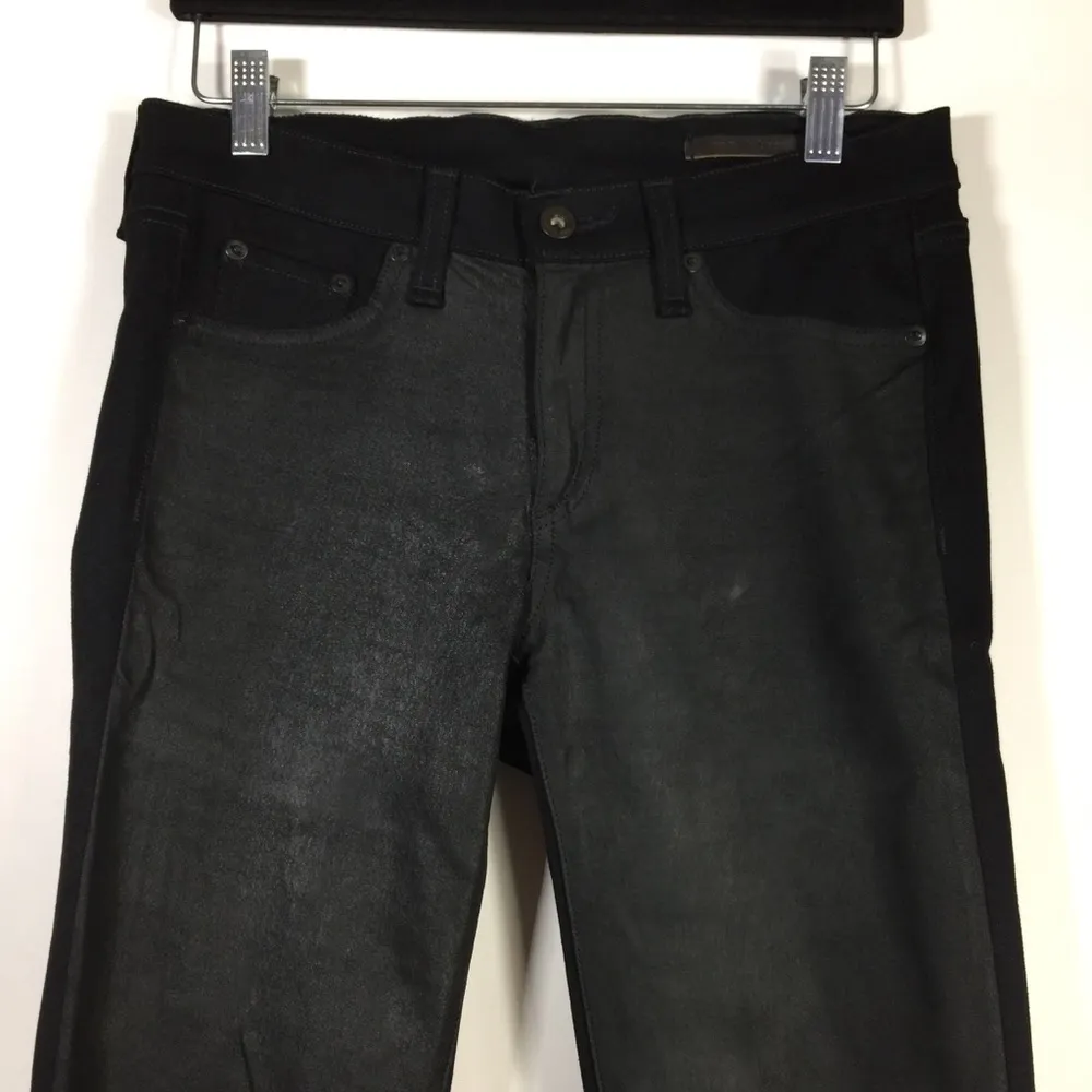 Rag & Bone Hyde Genuine Leather Panel Jeans Size 29 Coal - Image 10