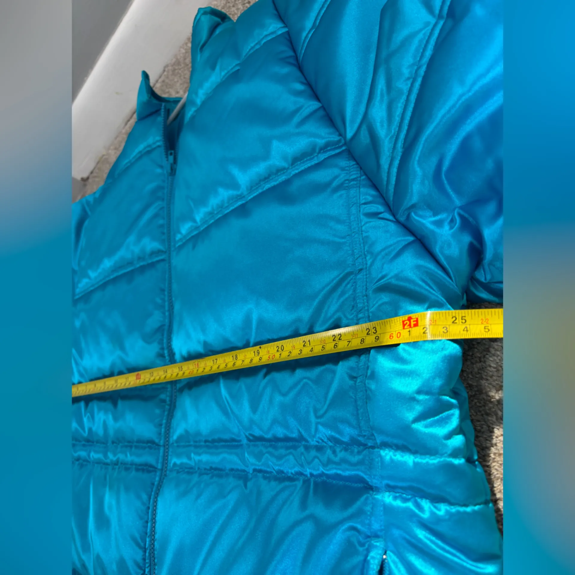 1990s Virginia Slims Blue Turquoise Puffer Coat Jacket Vintage 90s XL - Image 10