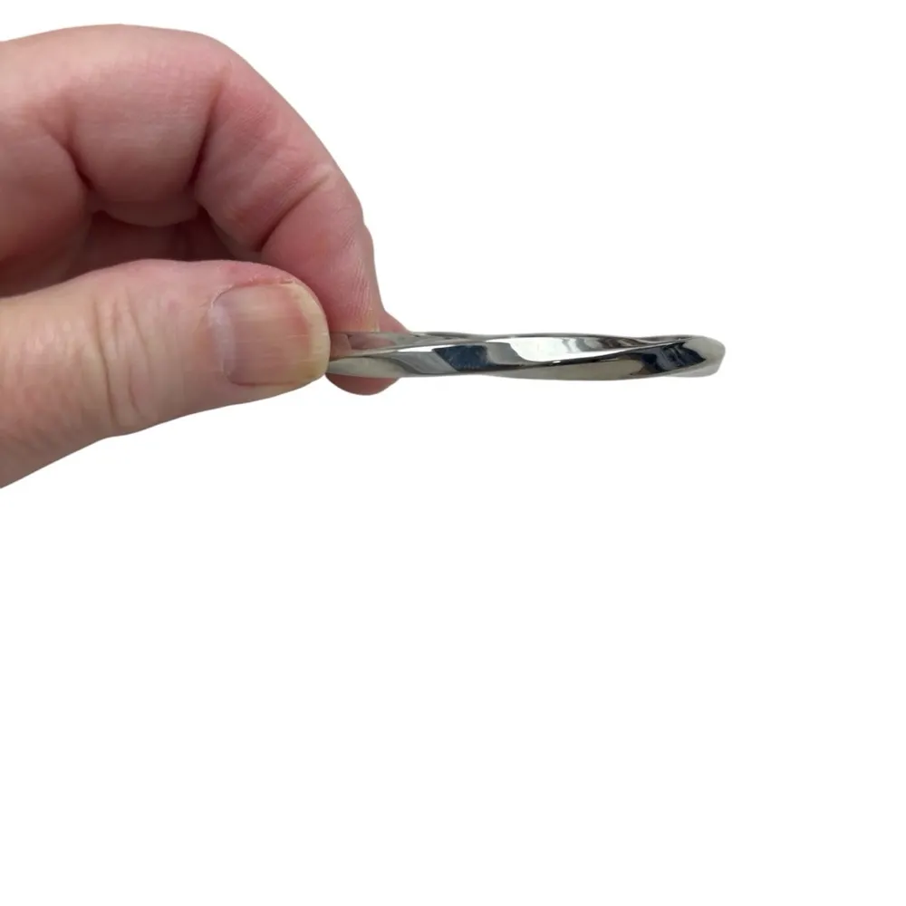 Silver Tone Bangle Bracelet, swirl pattern, feminine, boho, dressy, wedding - Image 6