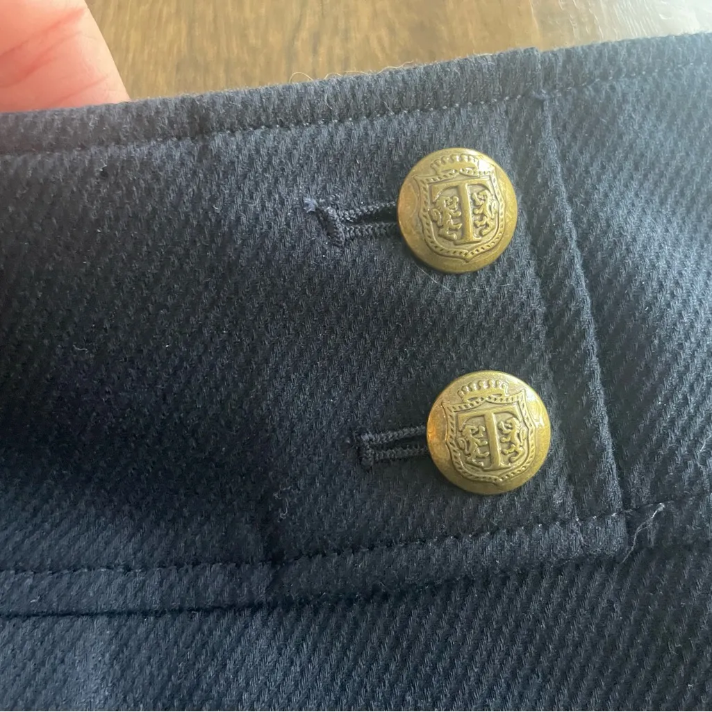 Talbots  Navy Skirt with Gold Buttons - Size 8 - Image 4