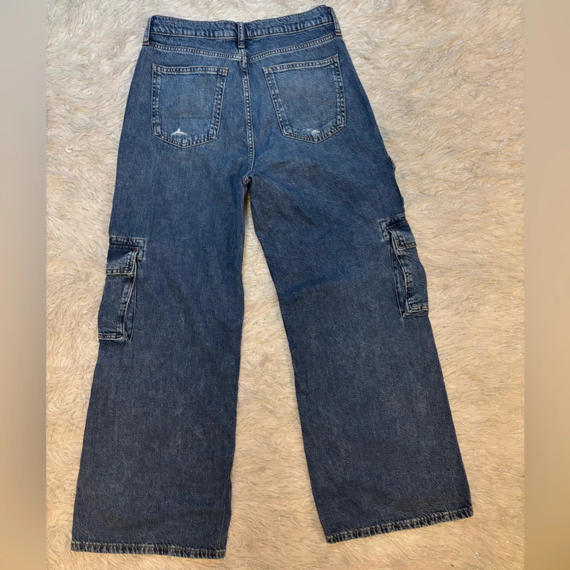 Arizona Jean Company Blue Women’s Low Rise Baggy Cargo Jeans Size 10 - Image 4