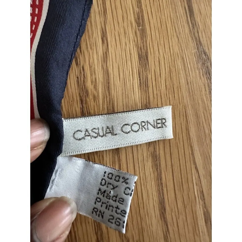 Casual Corner Vintage Scarf 100% Silk Floral Square with Pink Roses 21”X 21” Black - Image 4