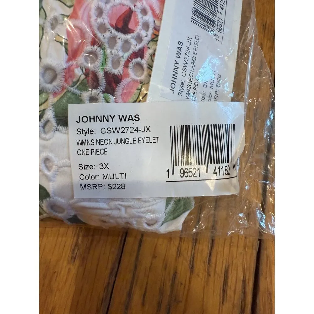 NWT Johnny Was Neon Jungle Eyelet One Piece Swimsuit Size 3X $228 - Image 5