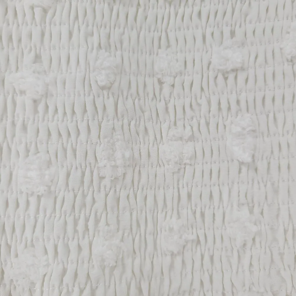 Kandra Womens Dress Medium White Smocked Flutter Sleeve Swiss Dot Flowy Midi NEW - Image 5