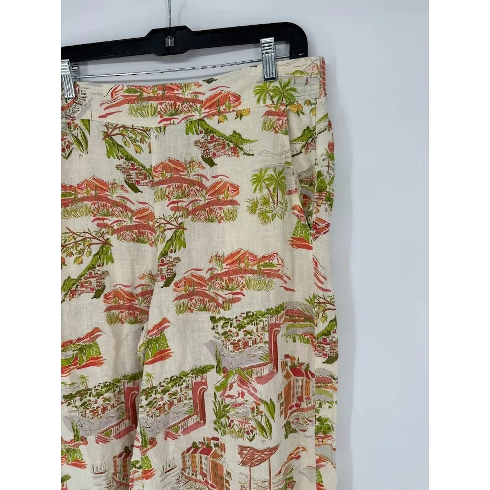 Cynthia Rowley 100% Linen Wide Leg Pull On Pant Sz L Capri Coastal Beachy Villa - Image 2