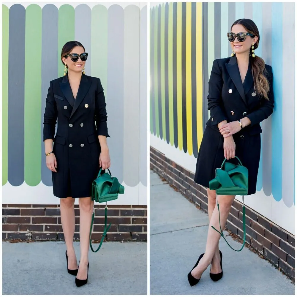 💕ANNE KLEIN💕 Double Breasted Tuxedo Blazer Dress ~ Black 12 - Image 8