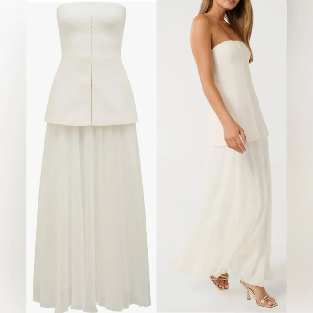 NEW Ever New Mixed Media Strapless vest midi cream ivory Dress sz 10 White - Image 3