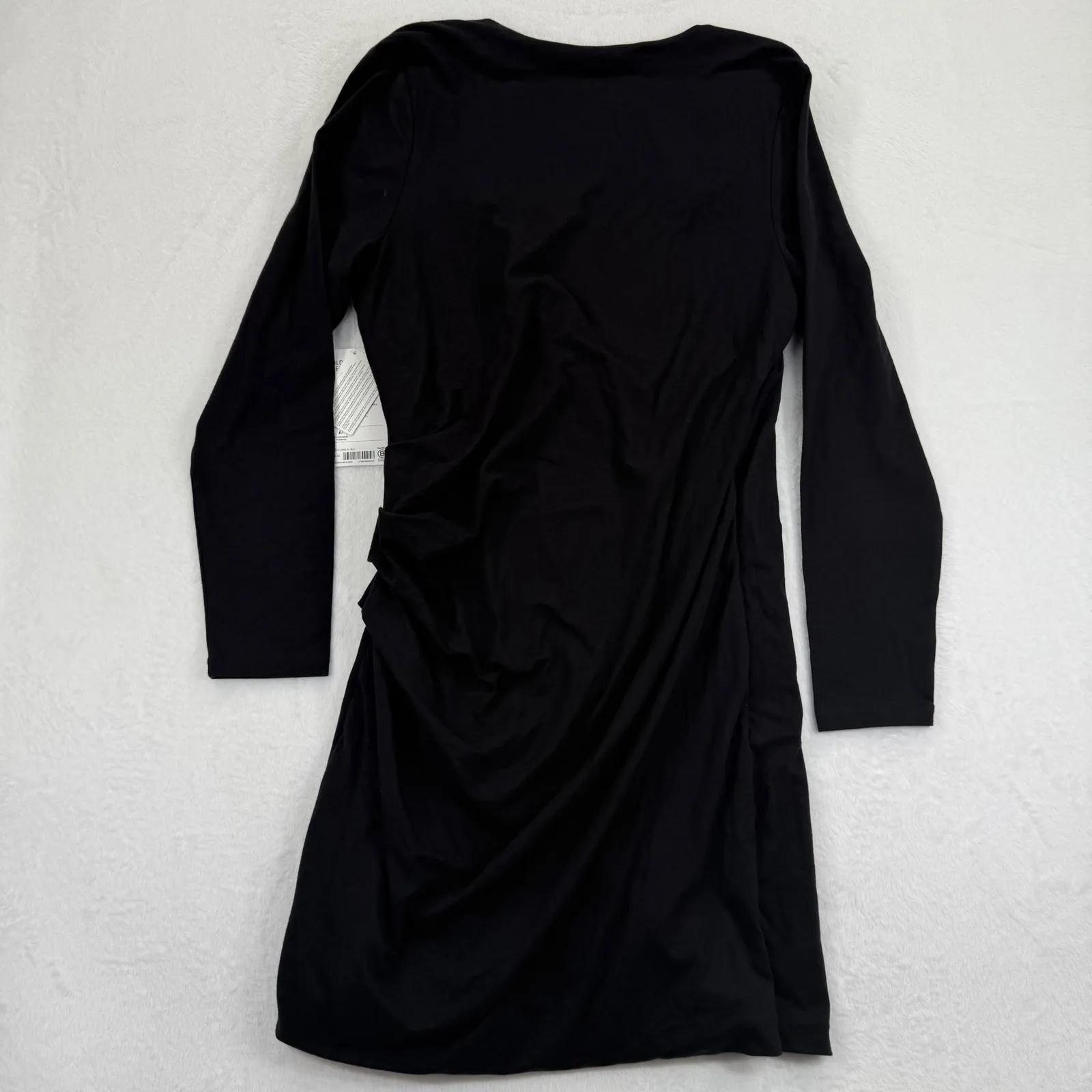Athleta Wilder Long‎ Sleeve Dress XL Black Pima Cotton Modal Tuck Detail NWT - Image 8