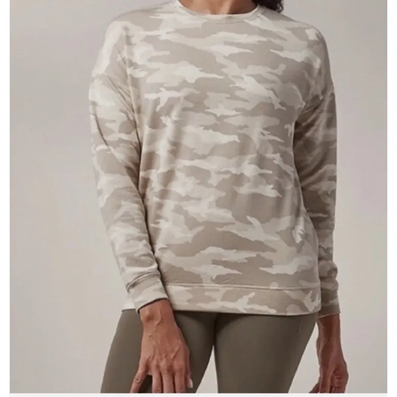ATHLETA Women's‎ Luxe Oatmeal Camoflauge STUDIO TO STREET Sweatshirts Size Small - Image 4
