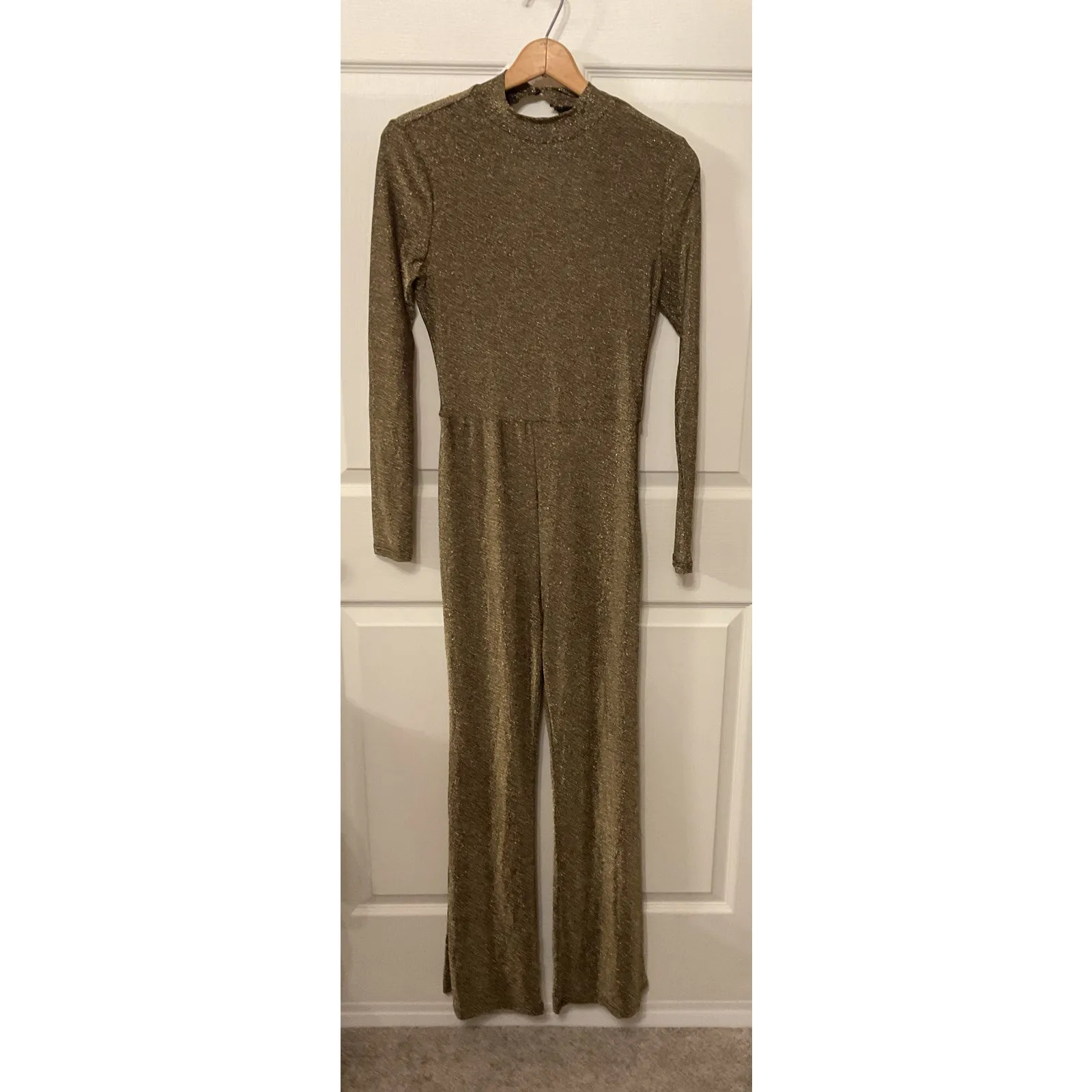 Revolve Superdown Metallic Nissa Open Back Flare Leg Jumpsuit, M - Image 4