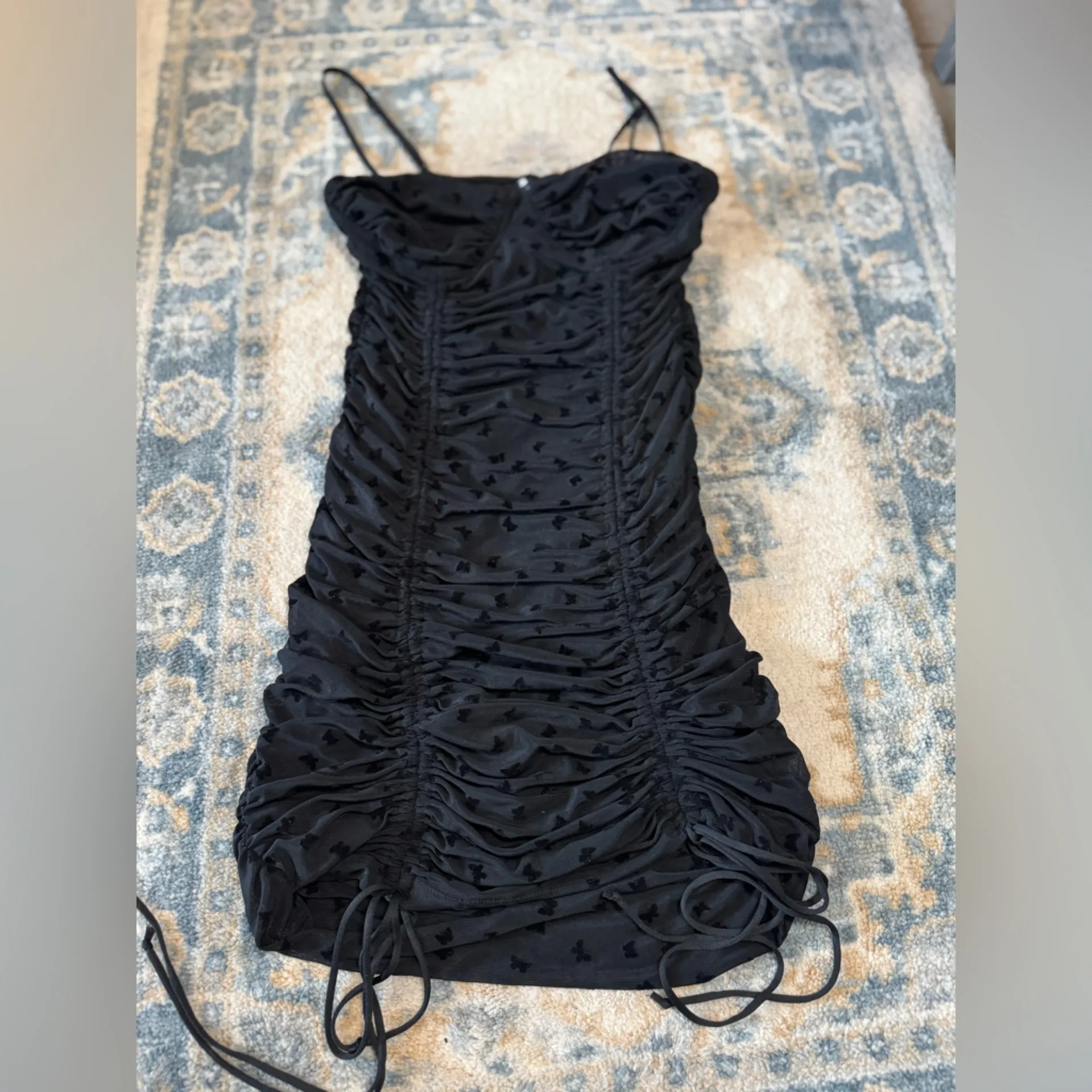 Motel Jemora Black Flock Flutterby Mini Dress Size M Size M - Image 3