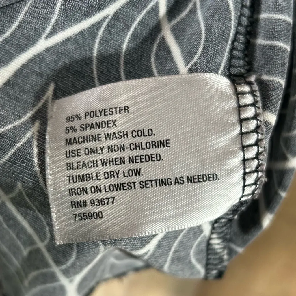 Worthington Stretch Puff Sleeve Medium Black White Geometric Career Blouse Top - Image 4