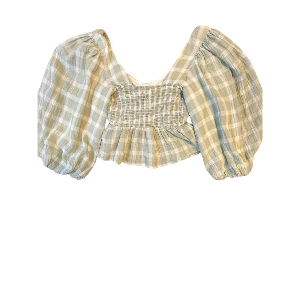 Green Plaid Angelique Top- Size M - Image 13