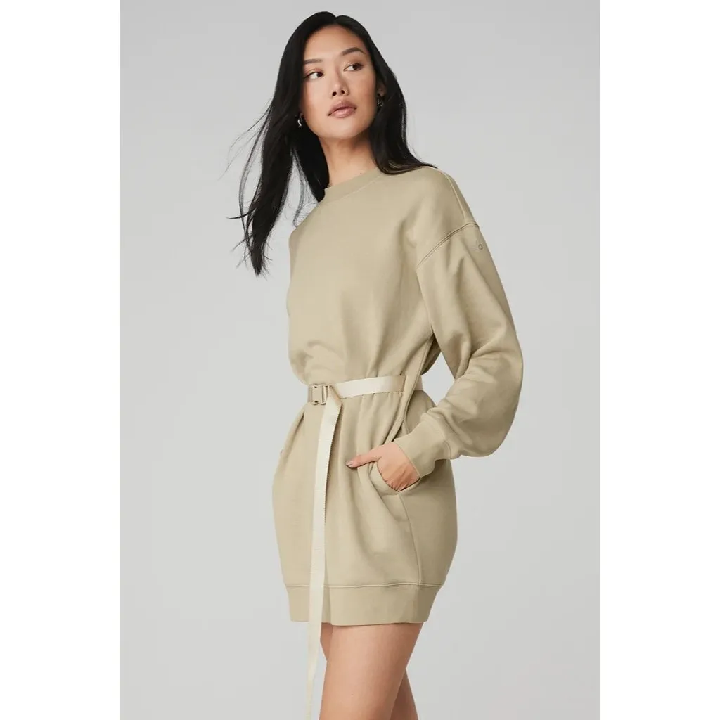 NWT Alo Yoga Cityscape Sweatshirt Mini in California Sand Fleece Dress S - Image 6