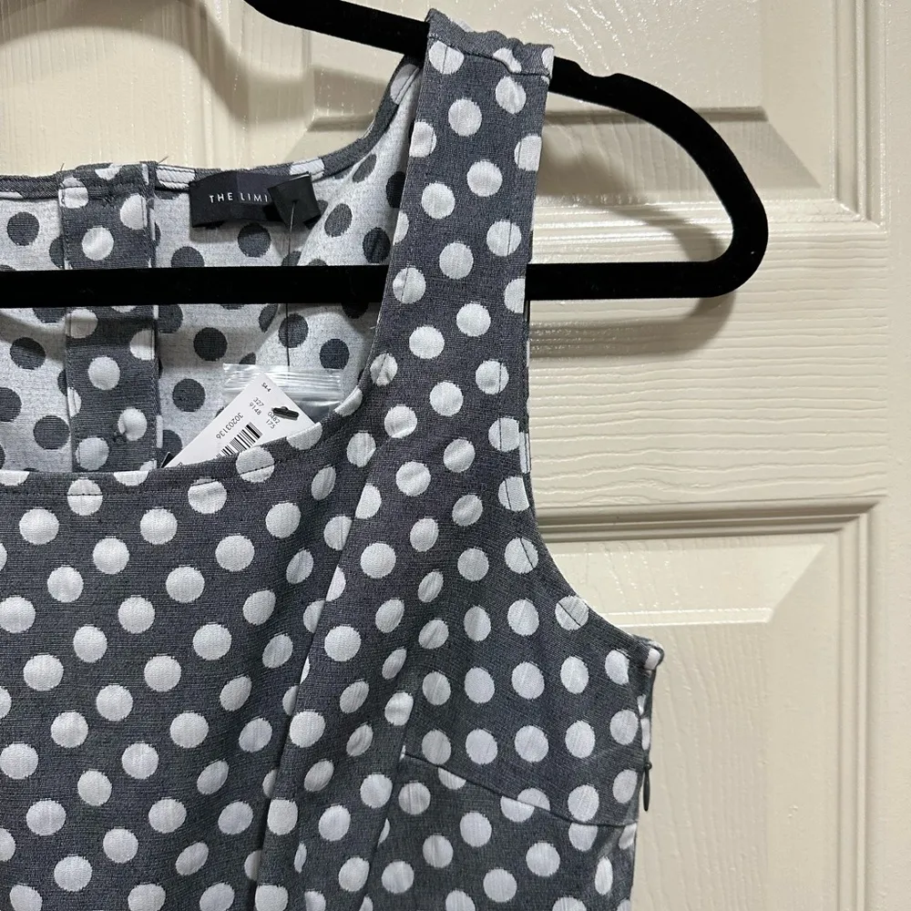 Women’s The Limited sleeveless dress gray white polka dot size 6 NWT - Image 4