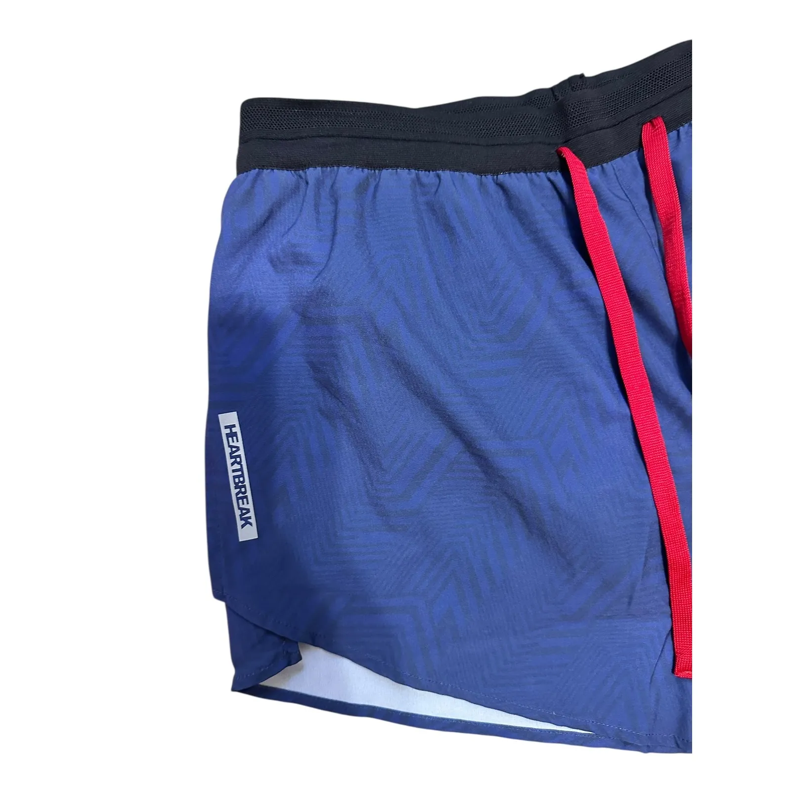 Heartbreak Run Women's Bear Cage 2 Split Shorts Blue Zazzle Camo Medium NEW - Image 4