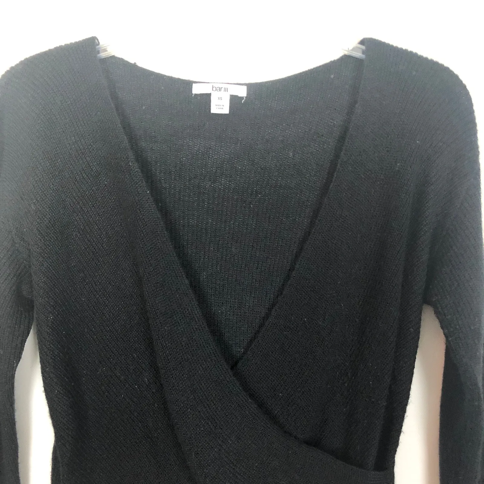 Bar III Wool Blend Wrap Black Sweater XS - Image 4