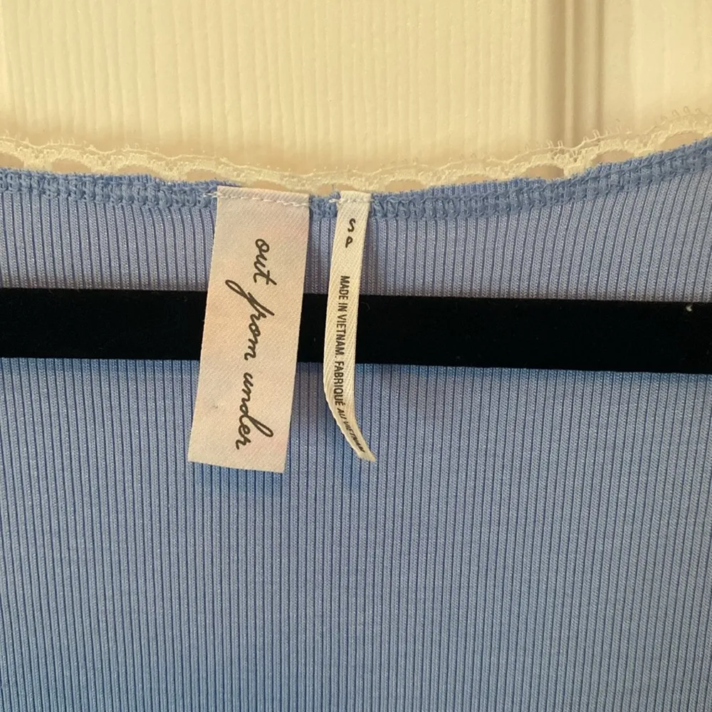 Out From Under Urban Outfitters Blue Long Sleeve Crop Top BabyDoll Scoop Neck - Image 4