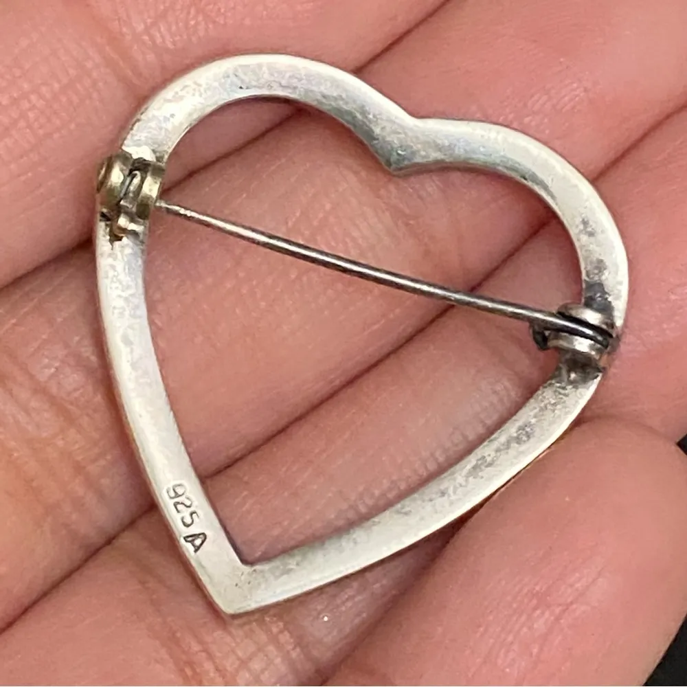 Vintage Signed 925 A Sterling Silver Marcasite Heart - Image 3