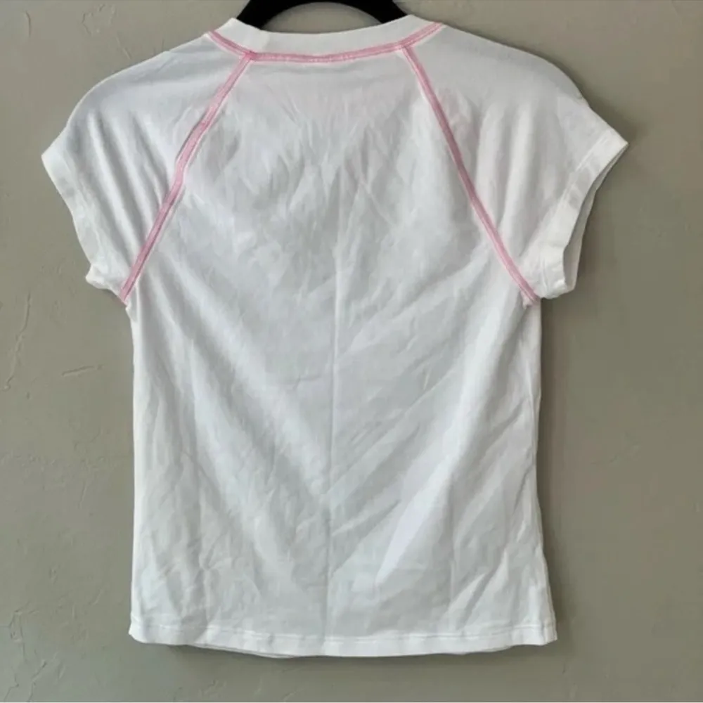 SKIMS NEW VINTAGE RAGLAN T-SHIRT SNOW (WHITE) PiNK Trim WOMENS 4X - Image 2