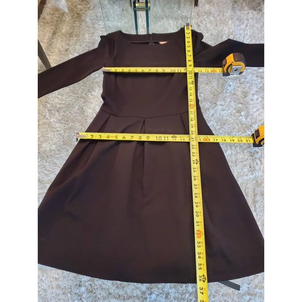 Banana Republic Women's Black Viscose Round Neck Long Sleeve Knee Length Dress 4 - Image 12