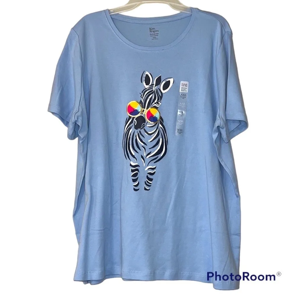 Kim Rogers perfectly soft size xxl short sleeve t-shirt zebra safari sunglassses - Image 10