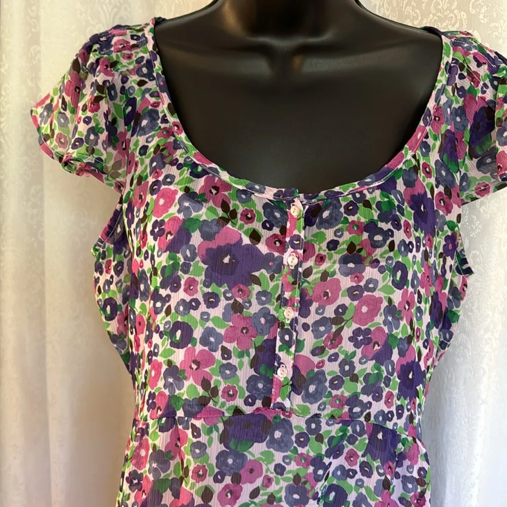 OLD NAVY CHIFFON FLORAL DRESS Sz: M - Image 4