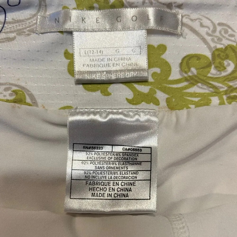 NIKE COOL Cream Green Sport Golf Skirt shorts Liner Women's LARGE - Image 5
