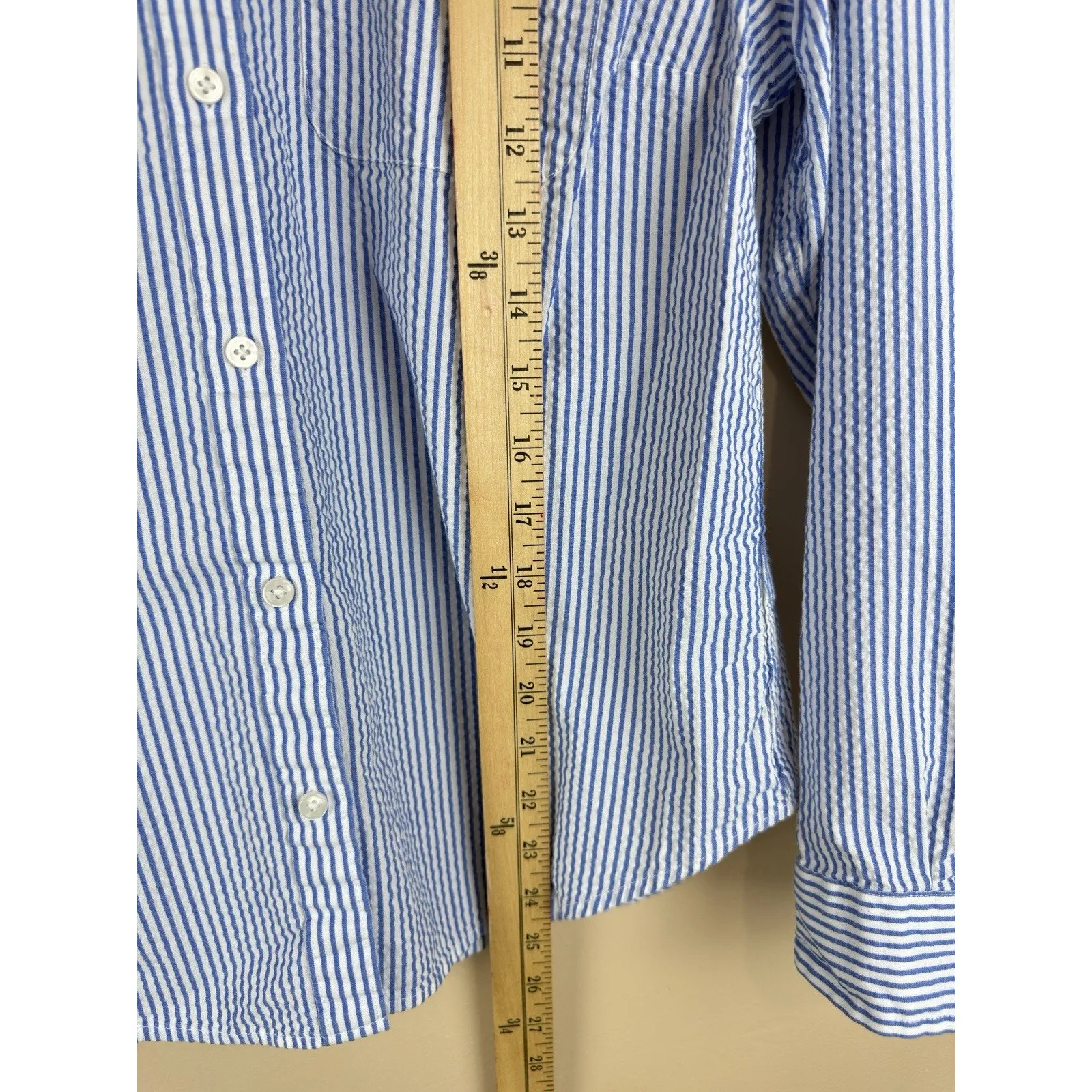 L.L.Bean Women’s Vacationland Seersucker Shirt Long Sleeve MP Cotton Button - Image 6