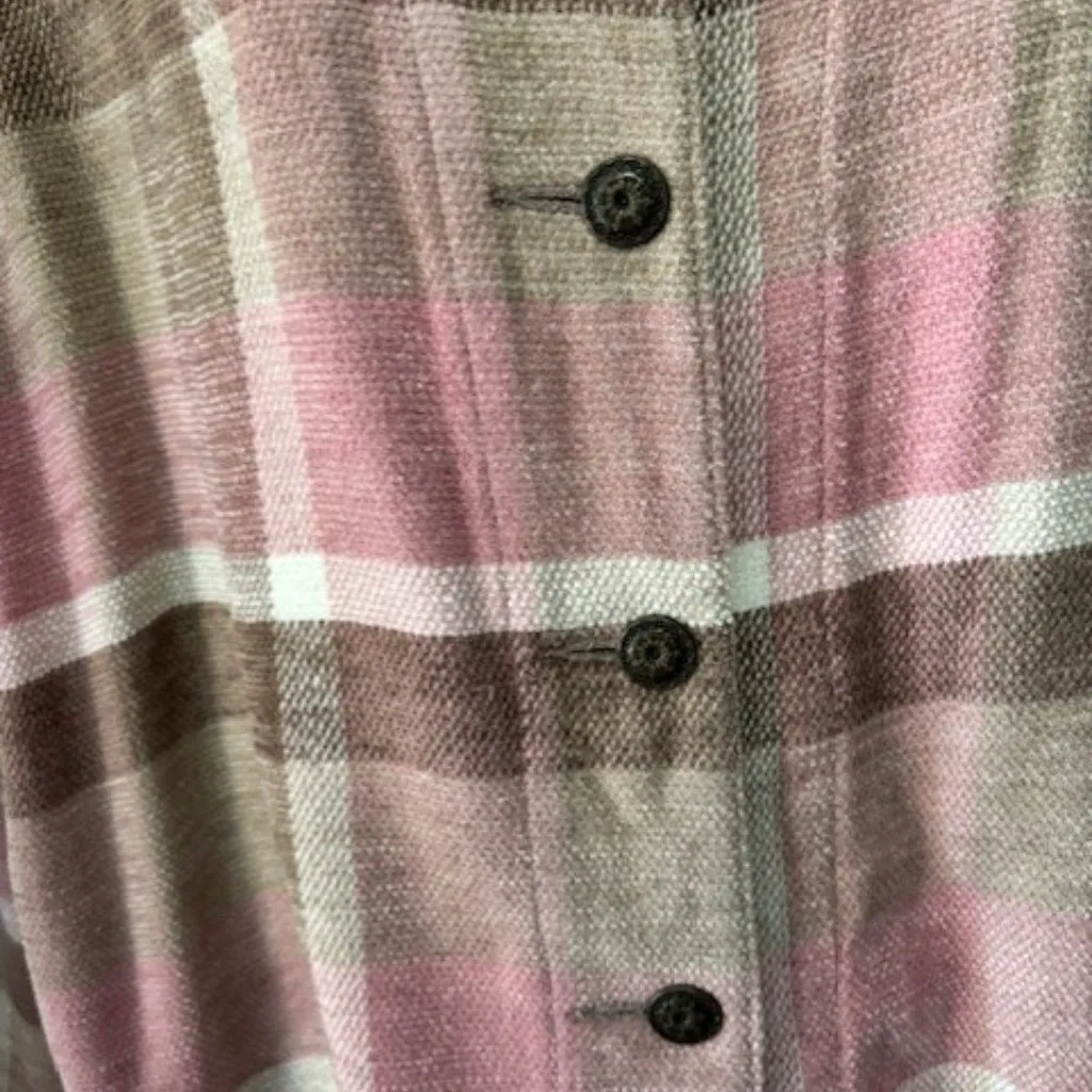 Allison Daley Shirt Jacket 16 Plaid Pink Brown Cottagecore Outdoor Classic Warm - Image 5