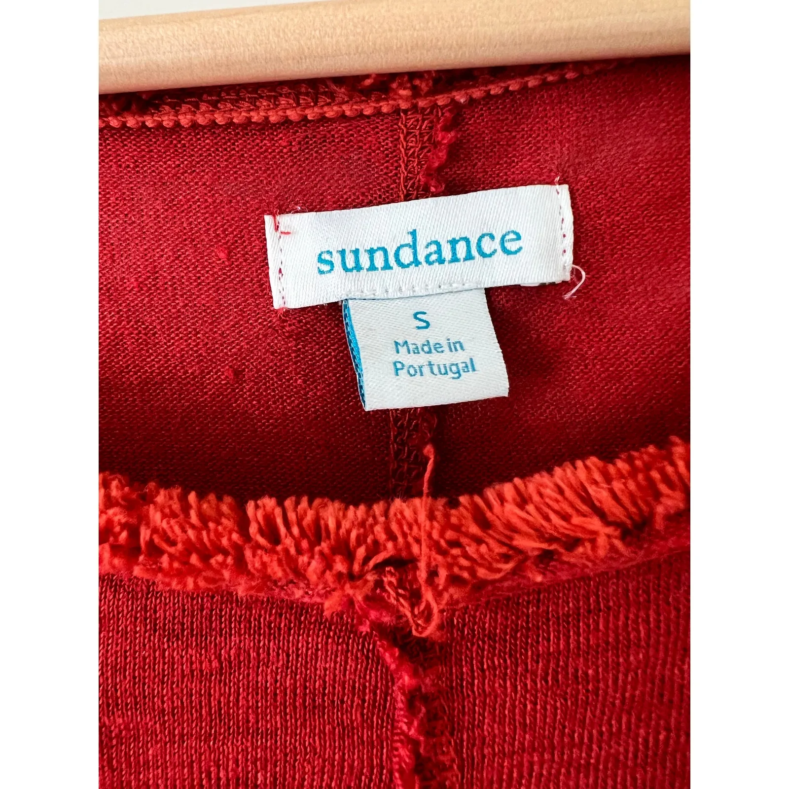Sundance Ariane Top 100% Linen Dolman Sleeve Fringe Red Orange Small Oversized - Image 4