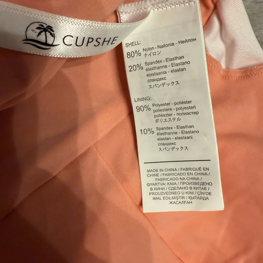 310 NWT Cupshe Coral and Striped Halter One Piece Swimsuit Beach Vacation - Image 7