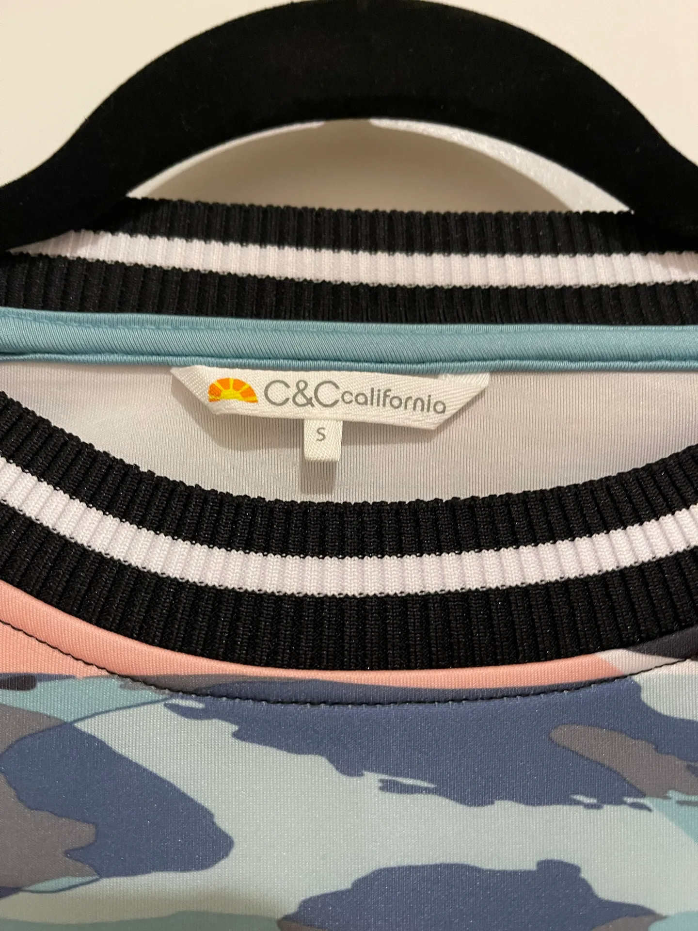 Scuba and Mesh Boxy Pastel Camo Striped Trim Sweatshirt - Image 6