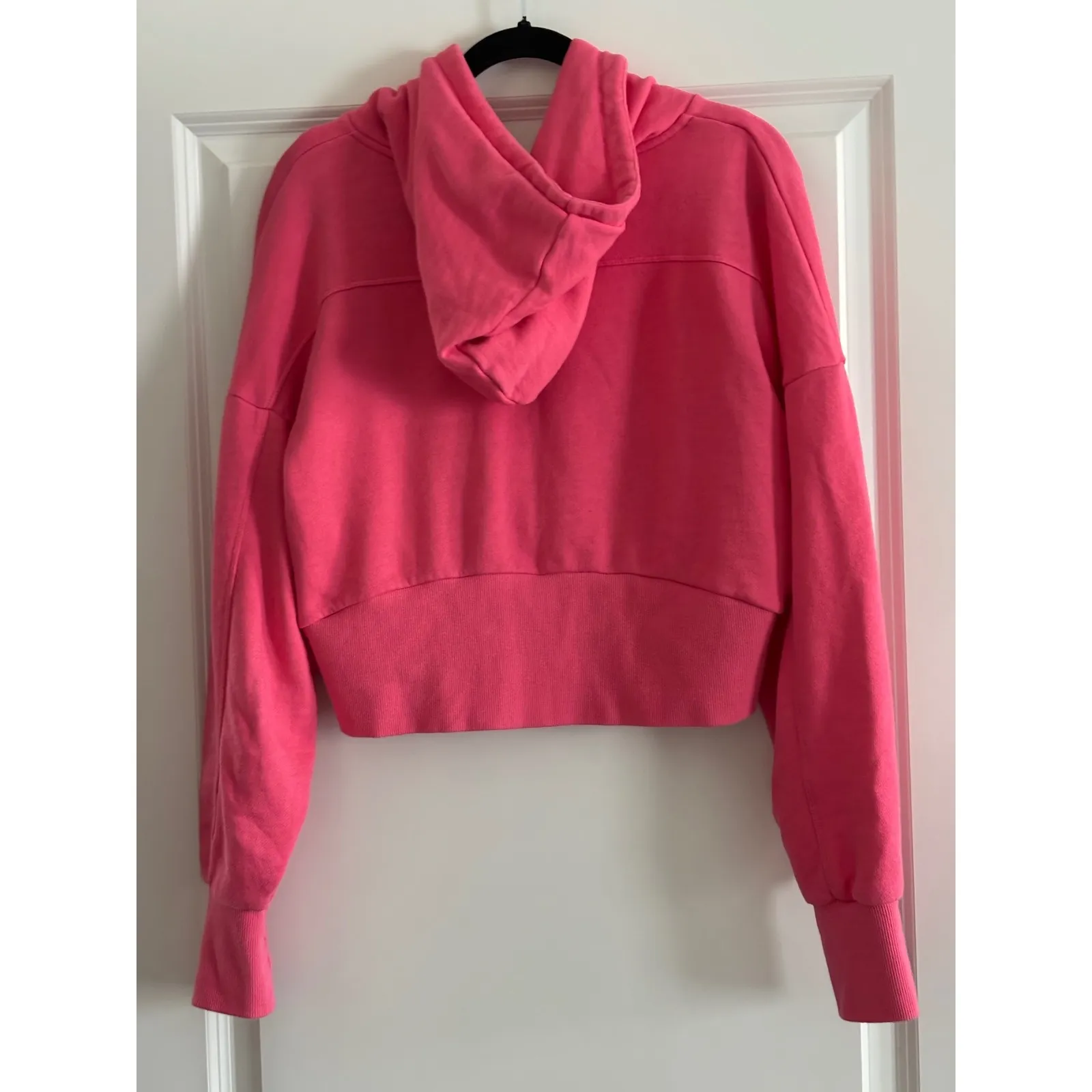 JOYLAB Cropped Full Zip Hoodie Pink Sweatshirt Thumbholes Women's Size L - Image 3
