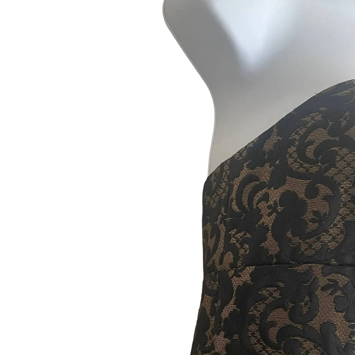 Ann Taylor LOFT Strapless Black Gold Brocade Mini Dress 4 Formal Whimsy Fairy‎ - Image 10