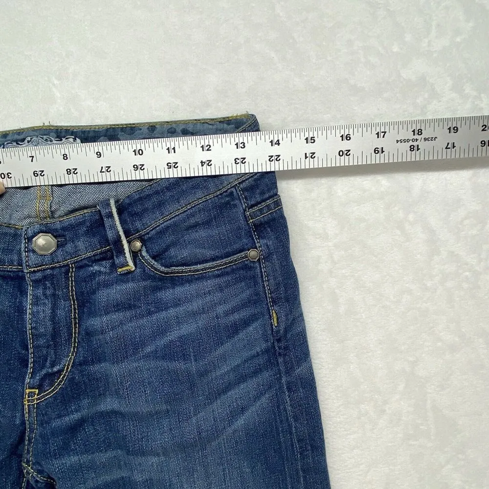 Elie Tahari Jeans‎ Women's 27 Blue Slim Straight Leg denim no size tag worn hem - Image 2