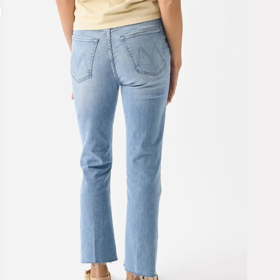 NWT MOTHER DENIM THE TRIPPER ANKLE FRAY JEANS ALL OVER THE MAP LIGHT BLUE 28 - Image 3