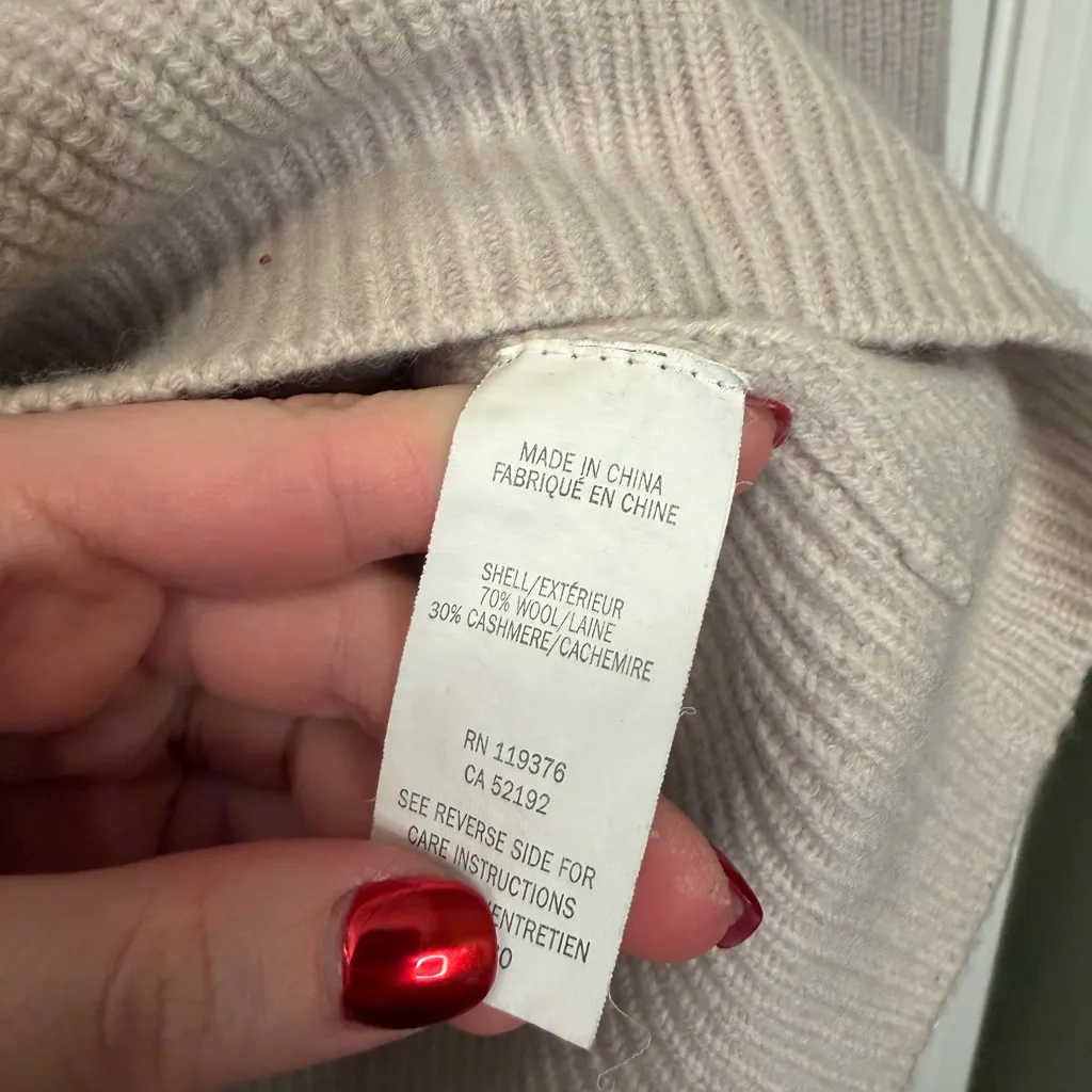 Helmut Lang Wool Cashmere Ribbed Crewneck Sweater Beige Size XS - Image 4