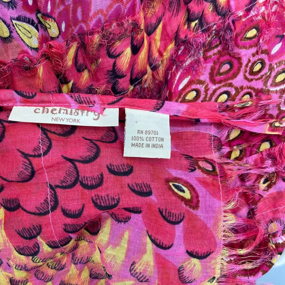 CHEMISTRY NEW YORK Pink Animal Print Fringe Scarf - Image 3