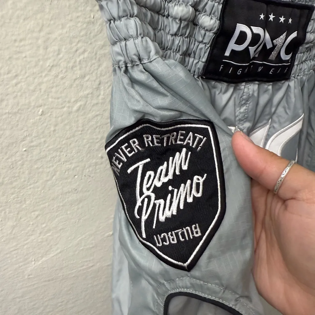 PRIMO Fight Muay Thai Shorts Super Nylon Hammerhead Grey Size S Athletic Gray - Image 5