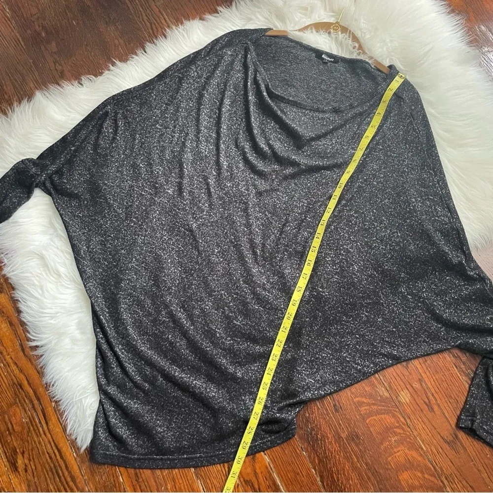 Y2K Black Heather Drapey Sweater Top Size Large Asymmetrical - Image 7