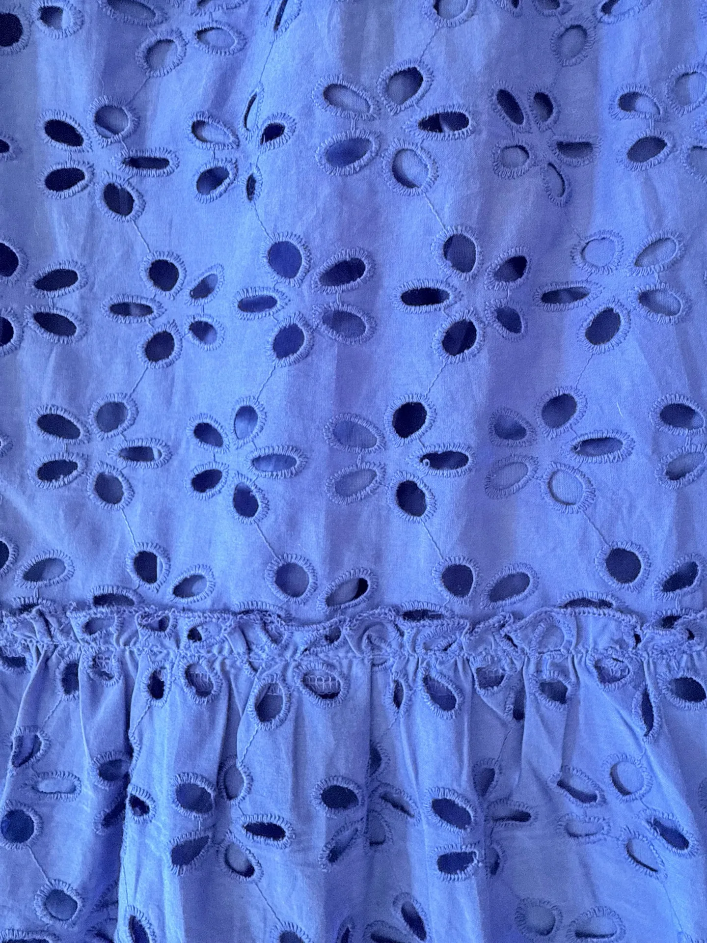 Jennifer & Grace Blue Eyelet Tiered Maxi Skirt L NWT Cotton Smocked Waist Boho w/ Pockets - Image 10