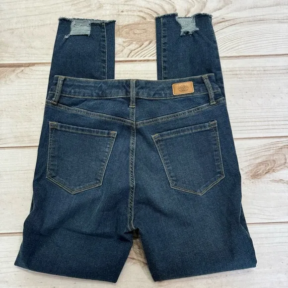 Sofia Jeans by Sofia Vergara Rosa Curvy Slim Fit Ankle Jeans Raw Destructed Hem Blue Size 4 - Image 2