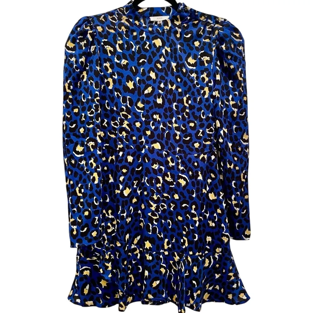 Rahi Sophie Bloomington's Leopard Print Ruffled Long Sleeve Mini‎ Dress Medium - Image 5