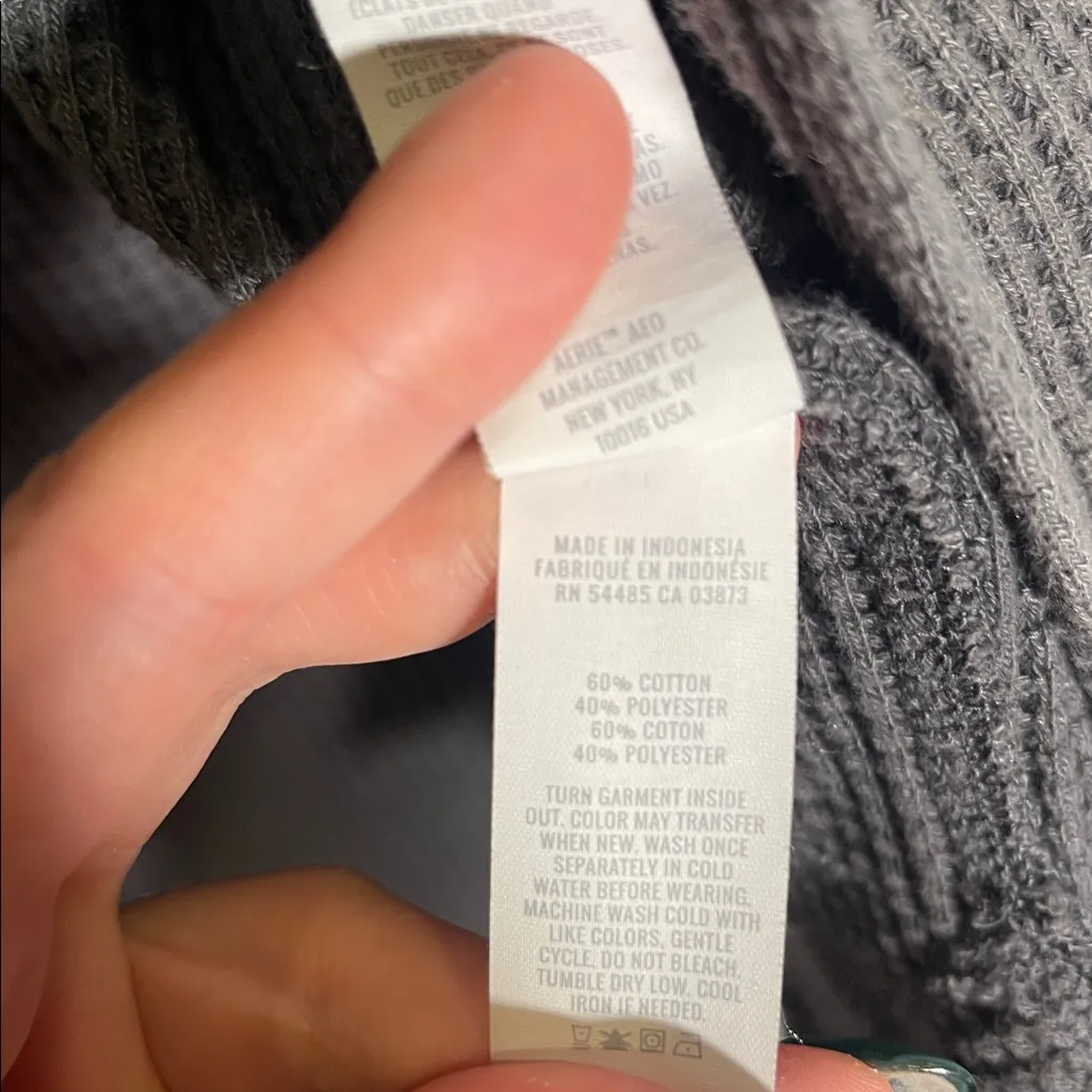 AERIE WOMENS LUMBERJANE WAFFLE BUTTON DOWN SHIRT BLOUSE OVERSIZED MEDIUM - Image 4