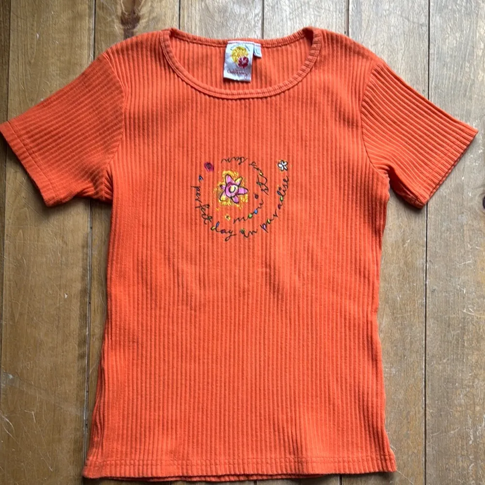 Orange Ribbed “perfect day in paradise” Baby T - Image 3