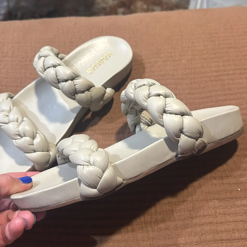 KAANAS coco chunky braided pool slide in off white 7 Revolve - Image 6