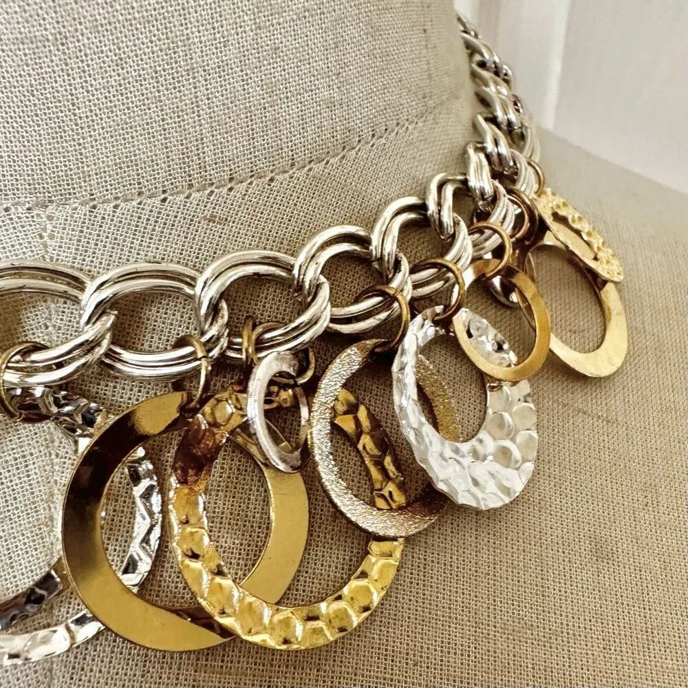 Silver gold tone circle choker necklace - Image 3