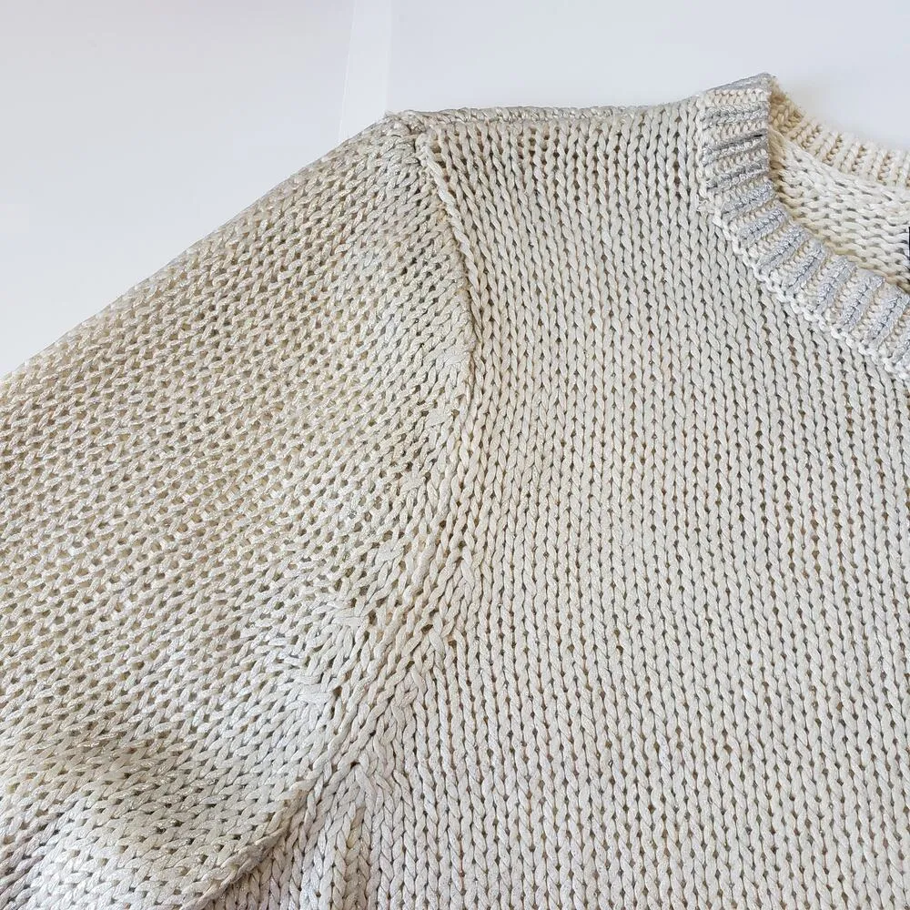 Jones New York Signature Womens Sweater Size Medium Metallic Pullover Preppy - Image 4